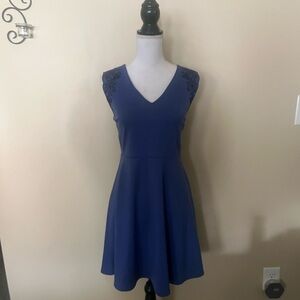 Francesca’s MiAmi: Blue Embroidered Sleeveless Fit & Flare Dress (LARGE) **NWT**